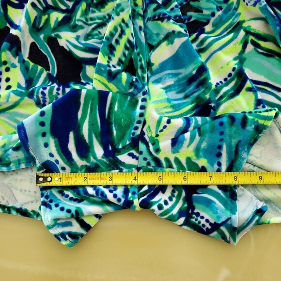 Lilly Pulitzer Viviana Romper Green Navy Armadilly Tropical Velour Medium - Picture 11 of 15